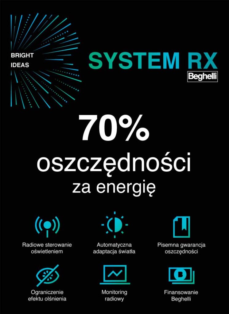  70 procent oszczędności z Systemem RX Beghelli 