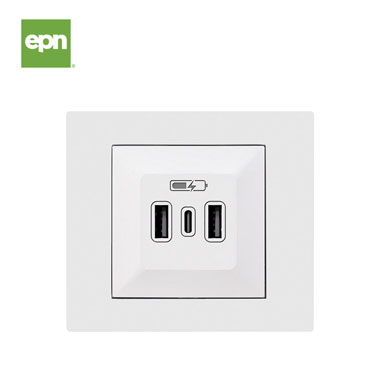 gniazdo elektryczne z USB typu A i C w kolorze czarnym Elektro-Plast Nasielsk