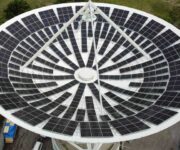 Nieużywana antena satelitarna z modułami pv