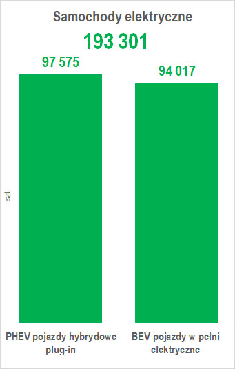Liczba samochodów osobowych elektrycznych w sierpniu 2025 r.