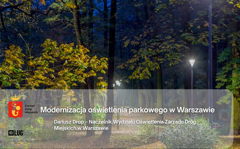Oprawy SAVA LUG w parkach w Warszawie