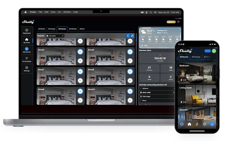 Aplikacja smart home firmy Shelly